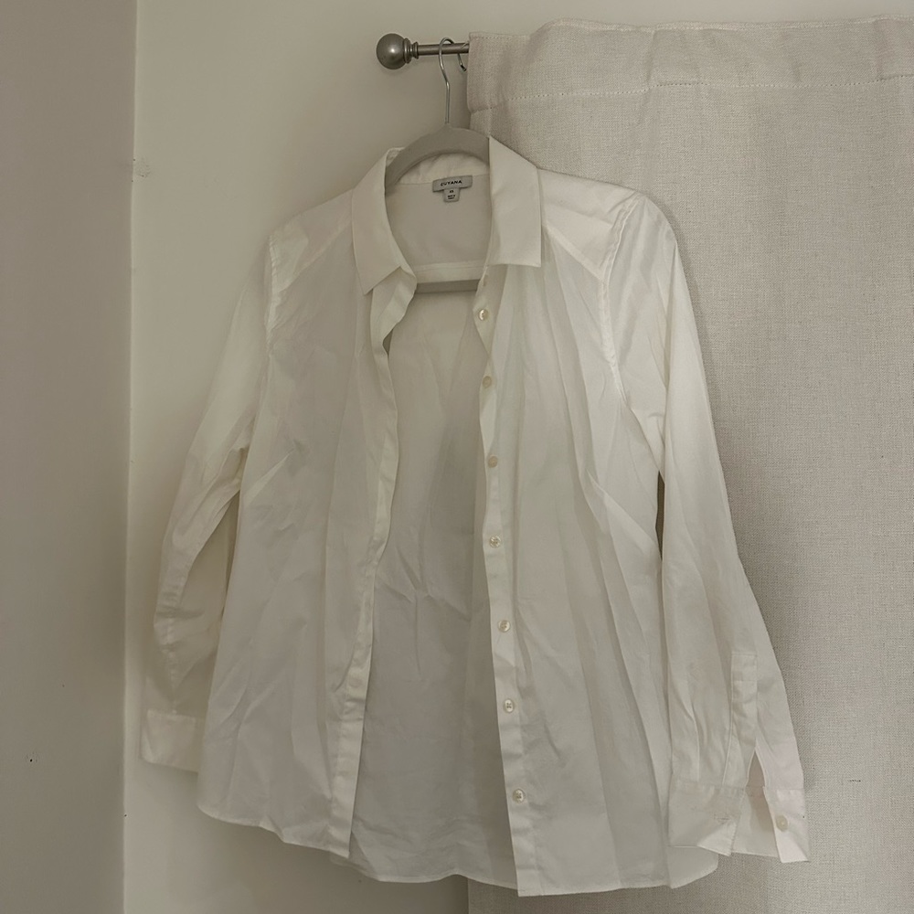 Cuyana all white and striped button down shirts (buy together or separate)